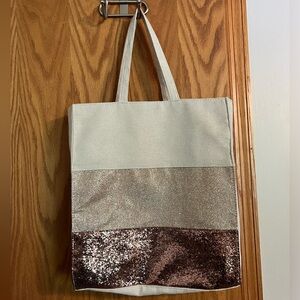 Clarins Fashion Tote Bag - bronze glitter and champagne metallic